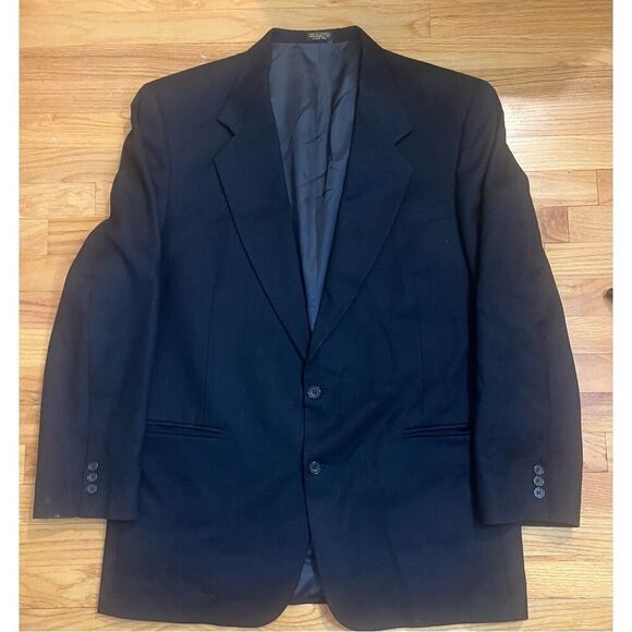 Oscar De La Renta Black Striped Two Button Blazer Sz 44L - Picture 1 of 6